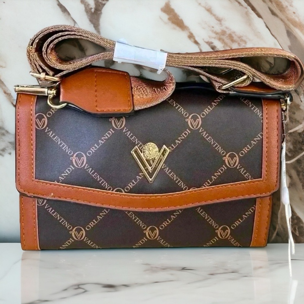 Valentino Signature Logo Wallet Crossbody Strap Optional Gold Hardware Magnetic